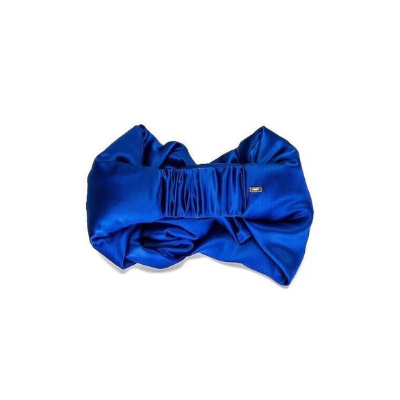 Saint Laurent Twisted Turban Sapphire Blue Silk Headband